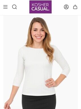 4/$15 🌻 Kosher Casual Size M 3/4 Sleeve T-Shirt High Round Neckline Slim-Fit